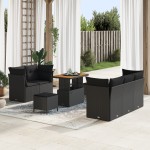 vidaXL Set de canapele pentru grădină 8 pcs Negru 90 x 55 x 71 cm