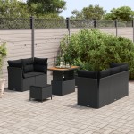 vidaXL Set de canapele pentru grădină 8 pcs Negru 90 x 55 x 71 cm
