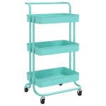 vidaXL Cărucior de bucătărie 3 niveluri turcoaz 42x35x85 cm fier/ABS vidaXL Cărucior de bucătărie 3 niveluri turcoaz 42x35x85 cm fier/ABS
