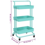 vidaXL Cărucior de bucătărie 3 niveluri turcoaz 42x35x85 cm fier/ABS vidaXL Cărucior de bucătărie 3 niveluri turcoaz 42x35x85 cm fier/ABS