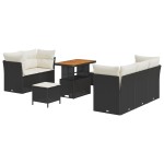 vidaXL Set de canapele pentru grădină cu pernă 8 pcs negru și crem