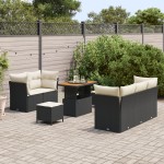 vidaXL Set de canapele pentru grădină cu pernă 8 pcs negru și crem