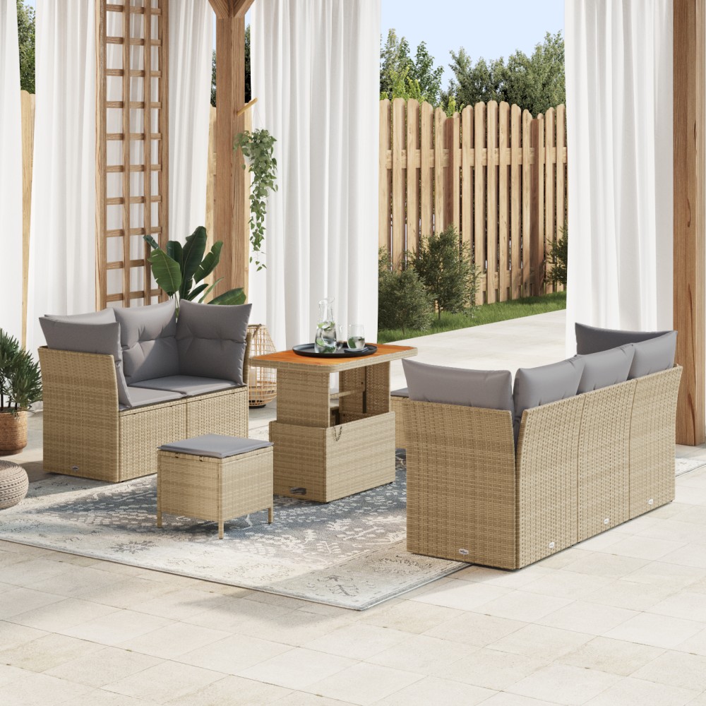 vidaXL Set de canapele pentru grădină 8 pcs bej și gri deschis