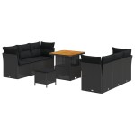 vidaXL Set de canapele pentru grădină 9 pcs Negru 80 x 80 x 71 cm vidaXL Set de canapele pentru grădină 9 pcs Negru 80 x 80 x 71 cm