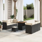 vidaXL Set de canapele pentru grădină cu pernă 9 pcs negru și crem vidaXL Set de canapele pentru grădină cu pernă 9 pcs negru și crem