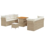vidaXL Set de canapele pentru grădină cu pernă 9 pcs bej și crem