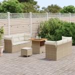 vidaXL Set de canapele pentru grădină cu pernă 9 pcs bej și crem