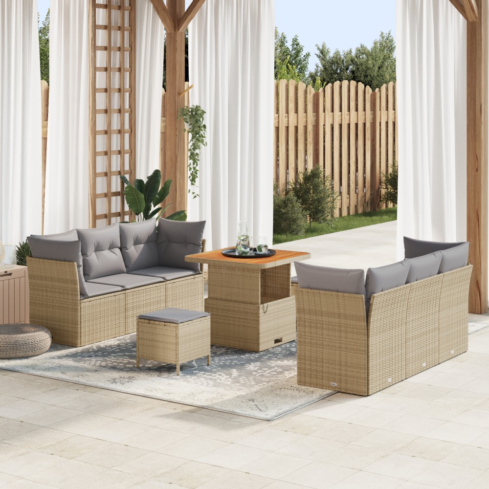 vidaXL Set de canapele pentru grădină Manual 9 pcs bej și gri deschis