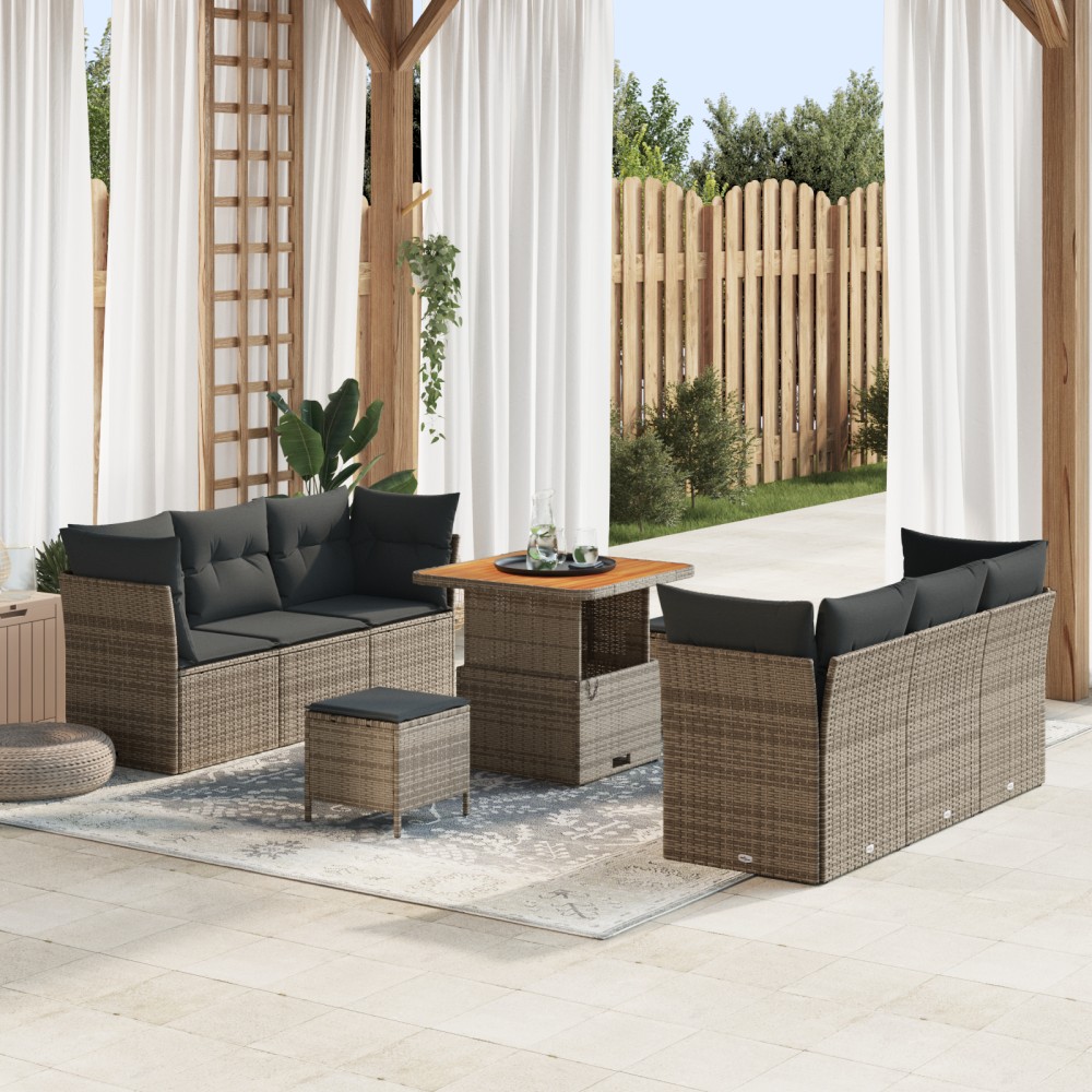 vidaXL Set de canapele pentru grădină Manual 9 pcs Gri 80 x 80 x 71 cm