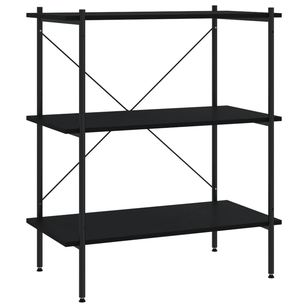 vidaXL Unitate cu rafturi pe 3 niveluri, negru, 80x40x92 cm