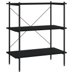 vidaXL Unitate cu rafturi pe 3 niveluri, negru, 80x40x92 cm vidaXL Unitate cu rafturi pe 3 niveluri, negru, 80x40x92 cm