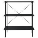 vidaXL Unitate cu rafturi pe 3 niveluri, negru, 80x40x92 cm vidaXL Unitate cu rafturi pe 3 niveluri, negru, 80x40x92 cm