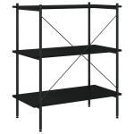 vidaXL Unitate cu rafturi pe 3 niveluri, negru, 80x40x92 cm vidaXL Unitate cu rafturi pe 3 niveluri, negru, 80x40x92 cm