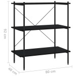 vidaXL Unitate cu rafturi pe 3 niveluri, negru, 80x40x92 cm vidaXL Unitate cu rafturi pe 3 niveluri, negru, 80x40x92 cm
