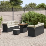vidaXL Set de canapele pentru grădină cu pernă 9 pcs negru și crem