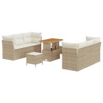 vidaXL Set de canapele pentru grădină cu pernă 9 pcs bej și crem