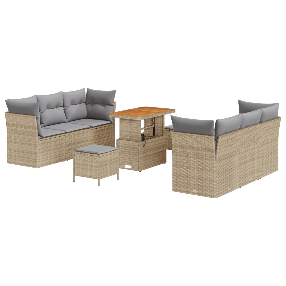 vidaXL Set de canapele pentru grădină Manual 9 pcs bej și gri deschis
