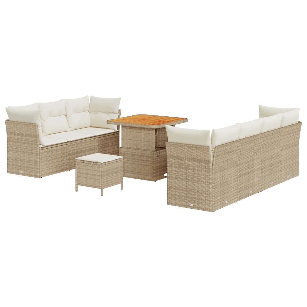 vidaXL Set de canapele pentru grădină cu pernă 10 pcs bej și crem