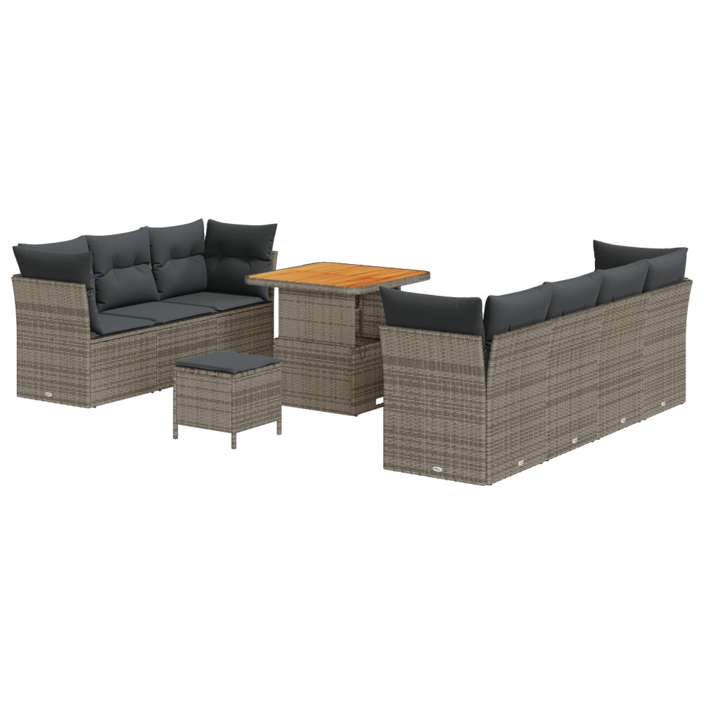 vidaXL Set de canapele pentru grădină 10 pcs Gri 80 x 80 x 71 cm