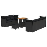 vidaXL Set de canapele pentru grădină 10 pcs Negru 90 x 55 x 71 cm vidaXL Set de canapele pentru grădină 10 pcs Negru 90 x 55 x 71 cm
