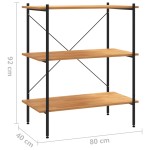 vidaXL Unitate cu rafturi pe 3 niveluri, negru și stejar, 80x40x92 cm vidaXL Unitate cu rafturi pe 3 niveluri, negru și stejar, 80x40x92 cm