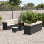 vidaXL Set de canapele pentru grădină cu pernă 10 pcs negru și crem vidaXL Set de canapele pentru grădină cu pernă 10 pcs negru și crem