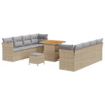 Set canapea grădină 11 piese cu perne bej din ratan