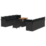 vidaXL Set de canapele pentru grădină 11 pcs Negru 90 x 55 x 71 cm
