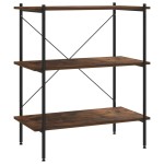 vidaXL Unitate cu rafturi pe 3 niveluri, negru și natural, 80x40x92 cm vidaXL Unitate cu rafturi pe 3 niveluri, negru și natural, 80x40x92 cm