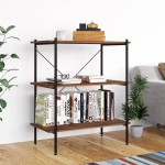 vidaXL Unitate cu rafturi pe 3 niveluri, negru și natural, 80x40x92 cm vidaXL Unitate cu rafturi pe 3 niveluri, negru și natural, 80x40x92 cm