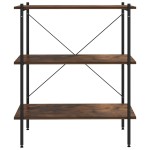 vidaXL Unitate cu rafturi pe 3 niveluri, negru și natural, 80x40x92 cm vidaXL Unitate cu rafturi pe 3 niveluri, negru și natural, 80x40x92 cm