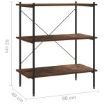 vidaXL Unitate cu rafturi pe 3 niveluri, negru și natural, 80x40x92 cm vidaXL Unitate cu rafturi pe 3 niveluri, negru și natural, 80x40x92 cm