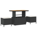 vidaXL Set de canapele pentru grădină cu pernă 11 pcs negru și crem