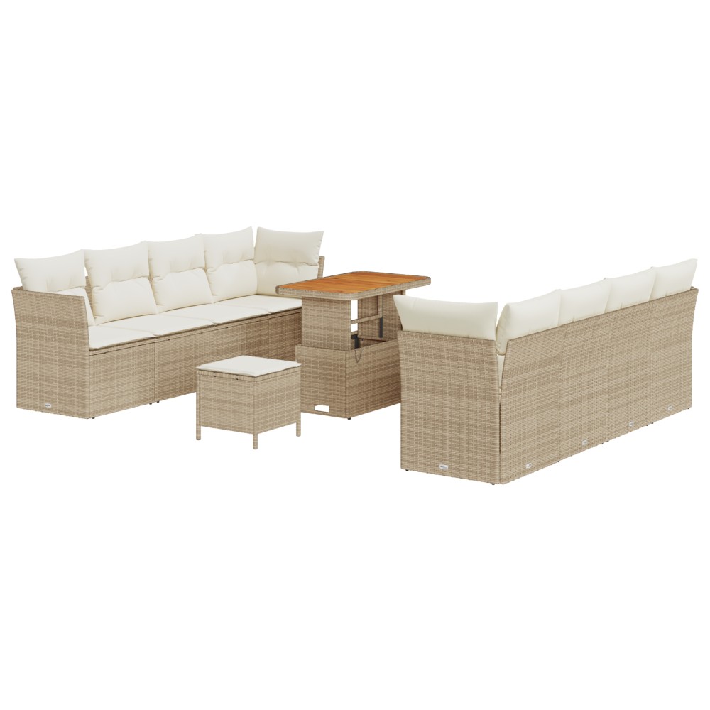 vidaXL Set de canapele pentru grădină cu pernă 11 pcs bej și crem