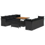 vidaXL Set de canapele pentru grădină 11 pcs Negru 100 x 100 x 71 cm