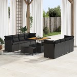 vidaXL Set de canapele pentru grădină 11 pcs Negru 100 x 100 x 71 cm