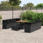 vidaXL Set de canapele pentru grădină 11 pcs Negru 100 x 100 x 71 cm