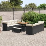 vidaXL Set de canapele pentru grădină cu pernă 11 pcs negru și crem