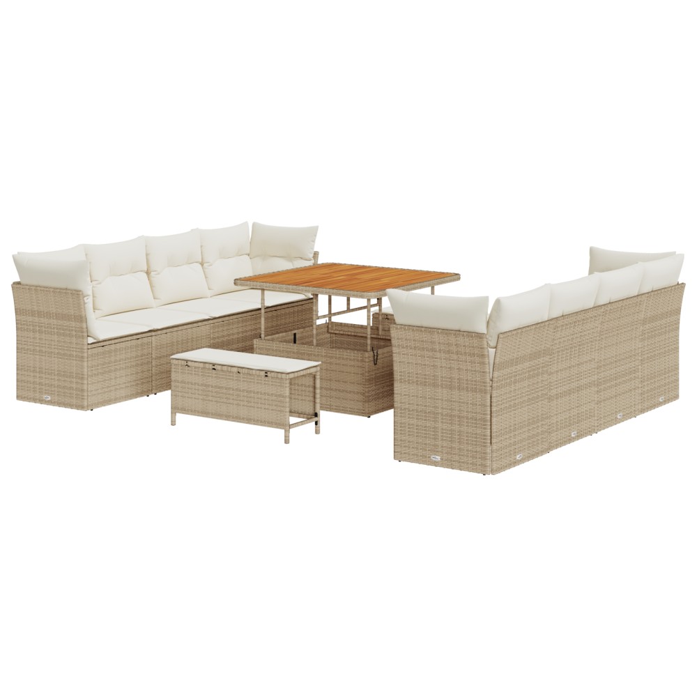 vidaXL Set de canapele pentru grădină cu pernă 11 pcs bej și crem