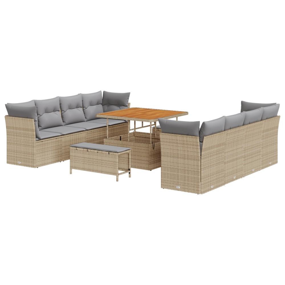 vidaXL Set de canapele pentru grădină 11 pcs bej și gri deschis