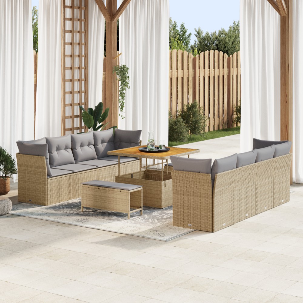 vidaXL Set de canapele pentru grădină 11 pcs bej și gri deschis