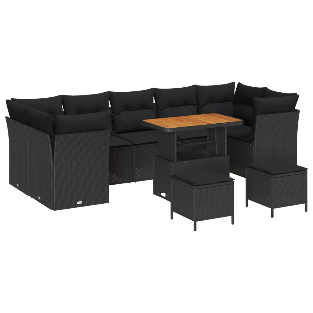 vidaXL Set de canapele pentru grădină 10 pcs Negru 90 x 55 x 71 cm