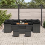 vidaXL Set de canapele pentru grădină 10 pcs Negru 90 x 55 x 71 cm vidaXL Set de canapele pentru grădină 10 pcs Negru 90 x 55 x 71 cm