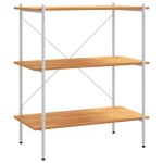 vidaXL Unitate de rafturi pe 3 niveluri, alb și stejar, 80x40x92 cm vidaXL Unitate de rafturi pe 3 niveluri, alb și stejar, 80x40x92 cm