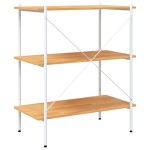 vidaXL Unitate de rafturi pe 3 niveluri, alb și stejar, 80x40x92 cm vidaXL Unitate de rafturi pe 3 niveluri, alb și stejar, 80x40x92 cm
