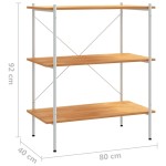 vidaXL Unitate de rafturi pe 3 niveluri, alb și stejar, 80x40x92 cm vidaXL Unitate de rafturi pe 3 niveluri, alb și stejar, 80x40x92 cm