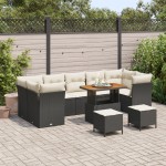 vidaXL Set de canapele pentru grădină cu pernă 10 pcs negru și crem vidaXL Set de canapele pentru grădină cu pernă 10 pcs negru și crem