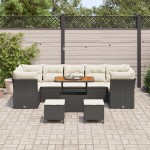 vidaXL Set de canapele pentru grădină cu pernă 10 pcs negru și crem vidaXL Set de canapele pentru grădină cu pernă 10 pcs negru și crem