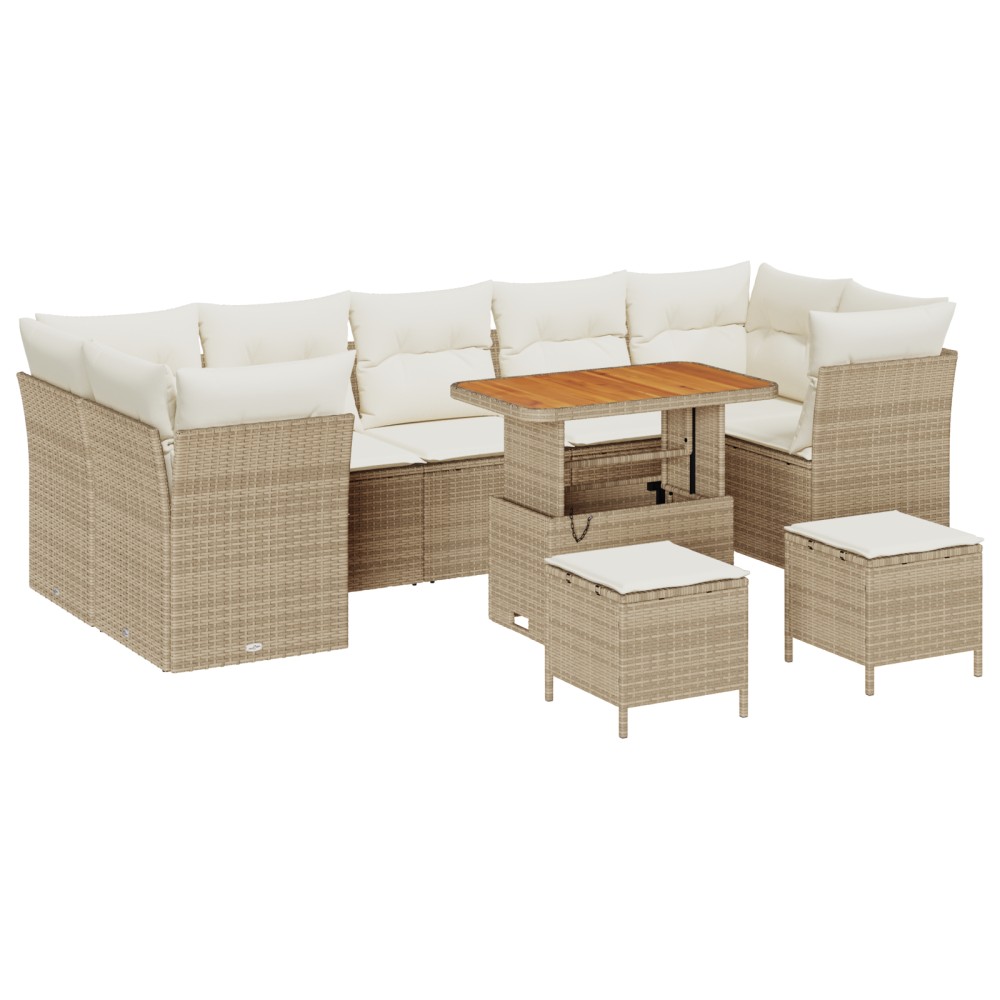 vidaXL Set de canapele pentru grădină cu pernă 10 pcs bej și crem