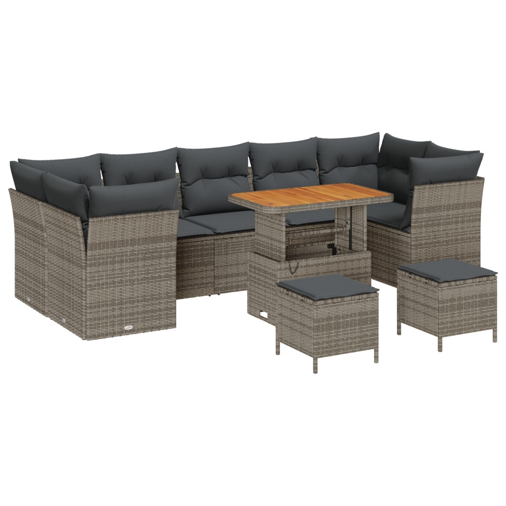 vidaXL Set de canapele pentru grădină 10 pcs Gri 90 x 55 x 71 cm